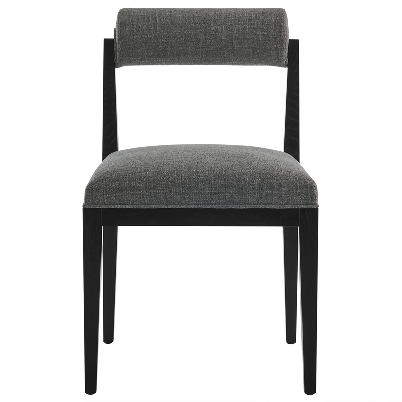 Maklaine Contemporary Ash Wood Frame and Legs Dining Chair in Charcoal Black