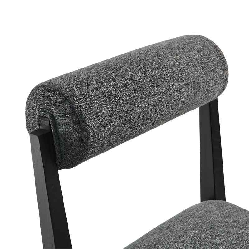 Maklaine Contemporary Ash Wood Frame and Legs Dining Chair in Charcoal Black