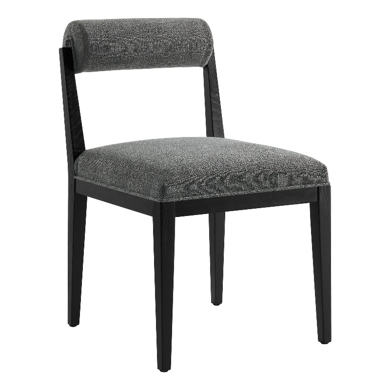 Maklaine Contemporary Ash Wood Frame and Legs Dining Chair in Charcoal Black
