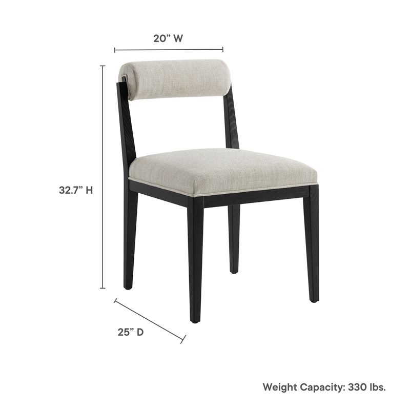 Maklaine Contemporary Ash Wood Frame and Legs Dining Chair in Linen Black