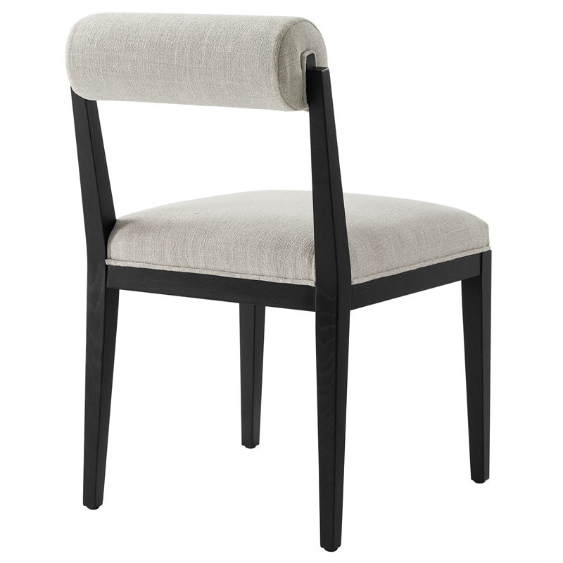 Maklaine Contemporary Ash Wood Frame and Legs Dining Chair in Linen Black