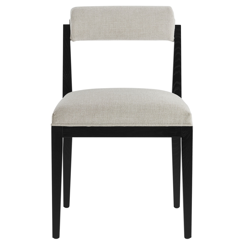 Maklaine Contemporary Ash Wood Frame and Legs Dining Chair in Linen Black