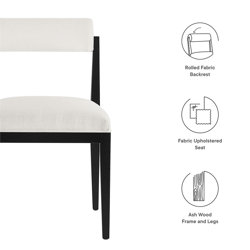 Maklaine Contemporary Ash Wood Frame and Legs Dining Chair in Salt Black