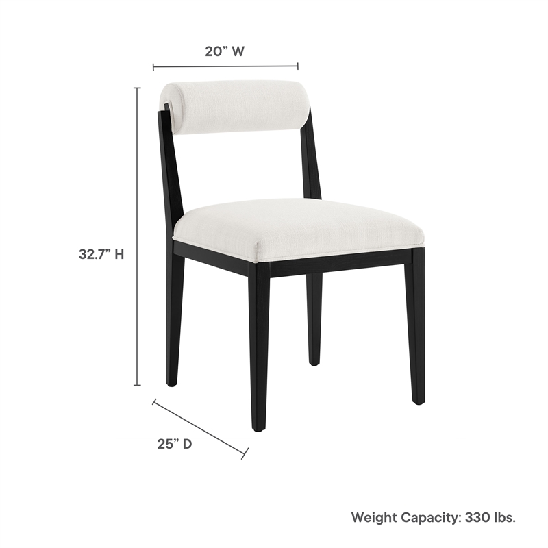 Maklaine Contemporary Ash Wood Frame and Legs Dining Chair in Salt Black