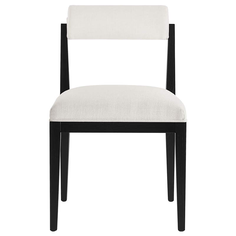 Maklaine Contemporary Ash Wood Frame and Legs Dining Chair in Salt Black