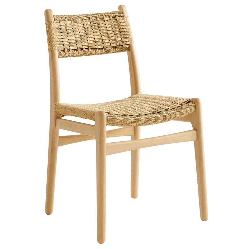 Maklaine Contemporary Dining Side Chairs Set of 2 in Natural Natural