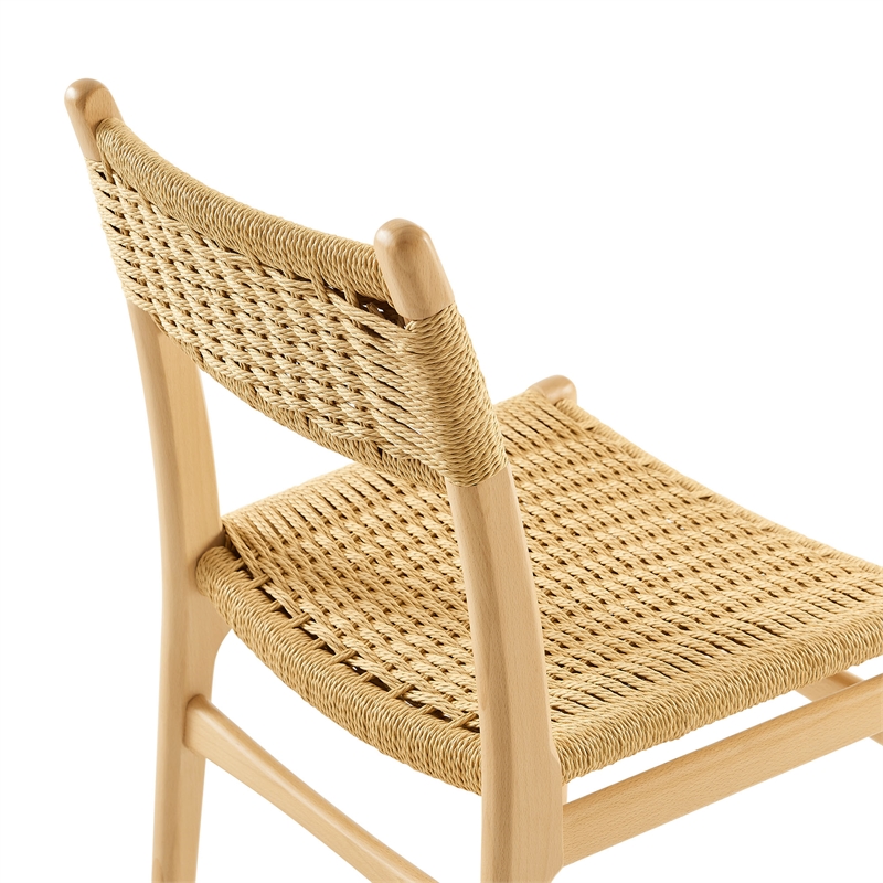 Maklaine Contemporary Dining Side Chairs Set of 2 in Natural Natural