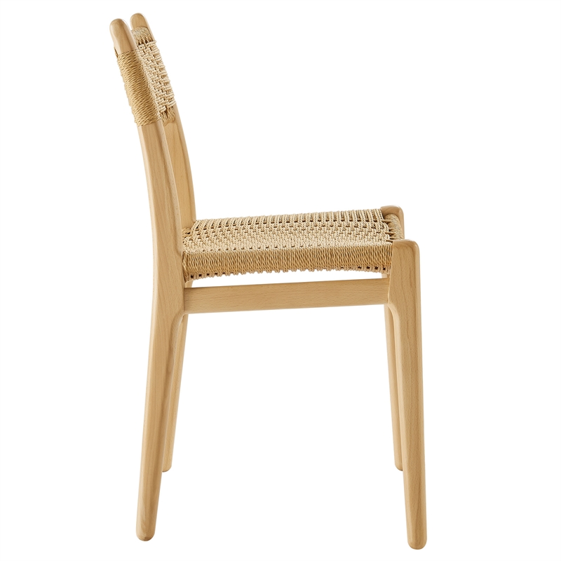 Maklaine Contemporary Dining Side Chairs Set of 2 in Natural Natural