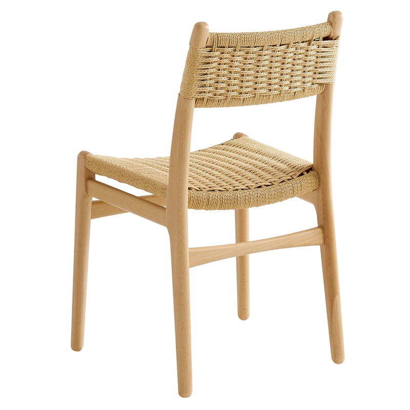 Maklaine Contemporary Dining Side Chairs Set of 2 in Natural Natural
