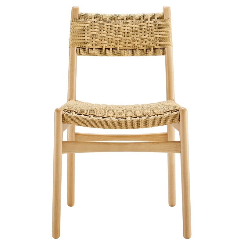 Maklaine Contemporary Dining Side Chairs Set of 2 in Natural Natural
