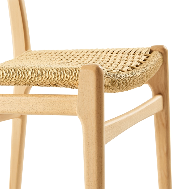Maklaine Contemporary Dining Side Chairs Set of 2 in Natural Natural