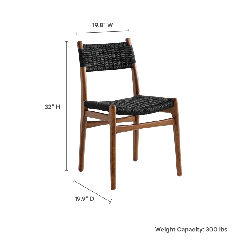 Maklaine Contemporary Dining Side Chairs Set of 2 in Walnut Black