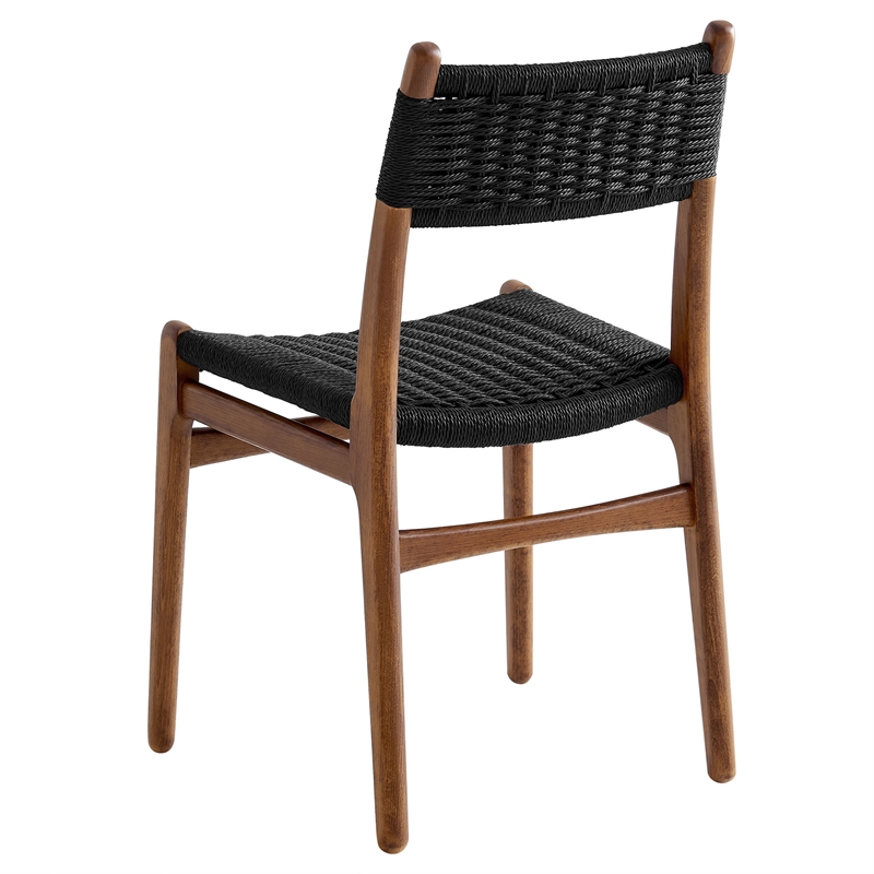 Maklaine Contemporary Dining Side Chairs Set of 2 in Walnut Black