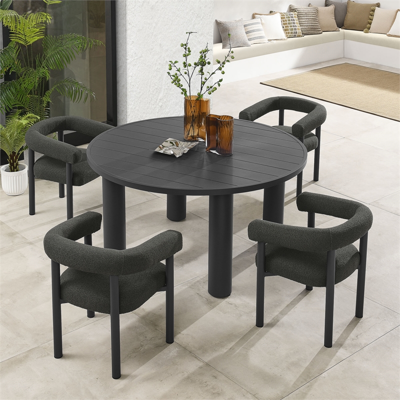 Maklaine 5-Piece Dining Table and Chairs Set in Charcoal Graphite