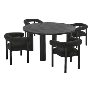 Maklaine 5-Piece Dining Table and Chairs Set in Charcoal Graphite