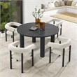 Maklaine 5-Piece Dining Table and Chairs Set in Ivory Graphite