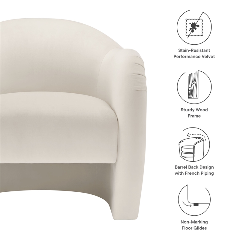 Maklaine Contemporary Dense Foam Padding Accent Chair in Alabaster