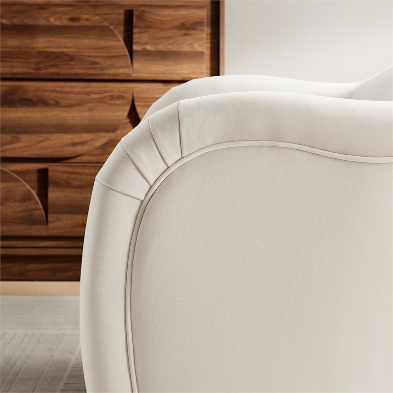 Maklaine Contemporary Dense Foam Padding Accent Chair in Alabaster