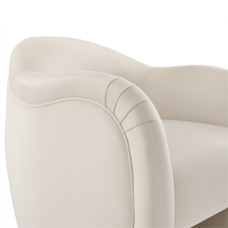 Maklaine Contemporary Dense Foam Padding Accent Chair in Alabaster