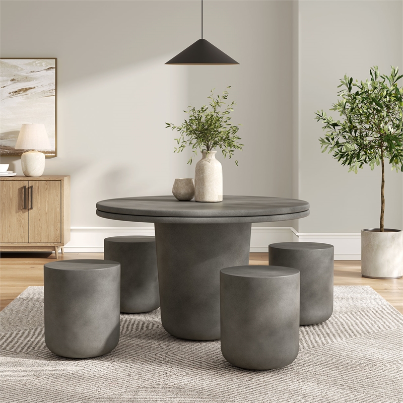 Maklaine Modern / Contemporary 5 Piece Dining Table Set in Gray
