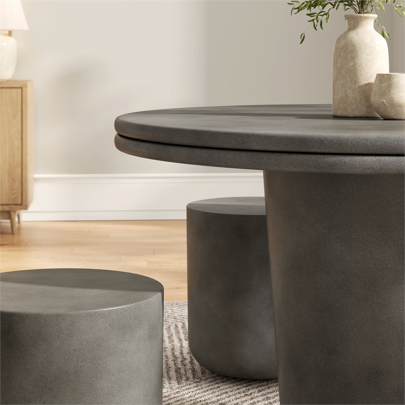 Maklaine Modern / Contemporary 5 Piece Dining Table Set in Gray