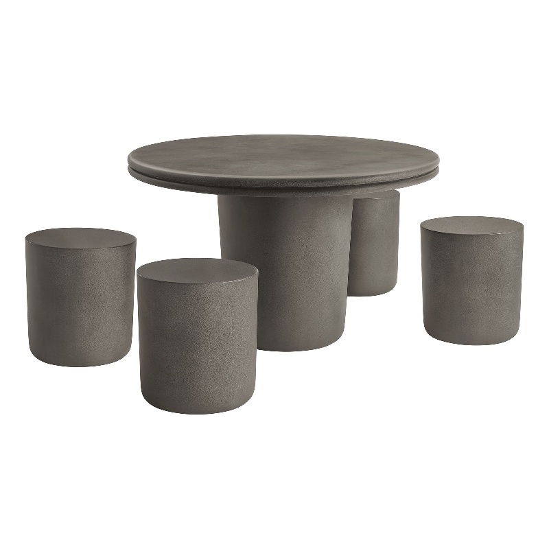 Maklaine Modern / Contemporary 5 Piece Dining Table Set in Gray