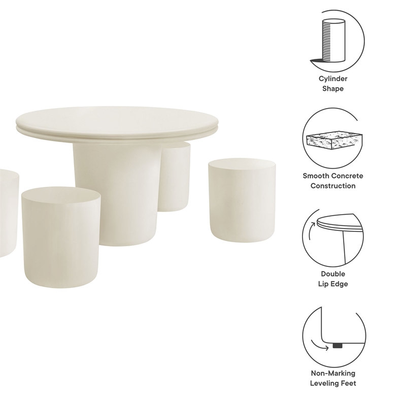 Maklaine Modern / Contemporary 5 Piece Dining Table Set in White