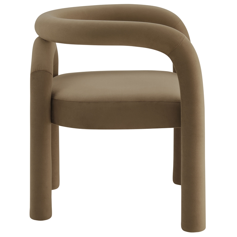 Maklaine Performance Velvet Upholstered Dining Chair in Camel