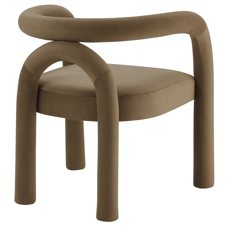 Maklaine Performance Velvet Upholstered Dining Chair in Camel