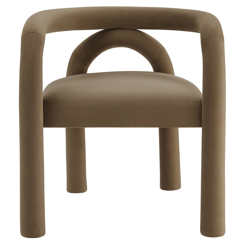 Maklaine Performance Velvet Upholstered Dining Chair in Camel