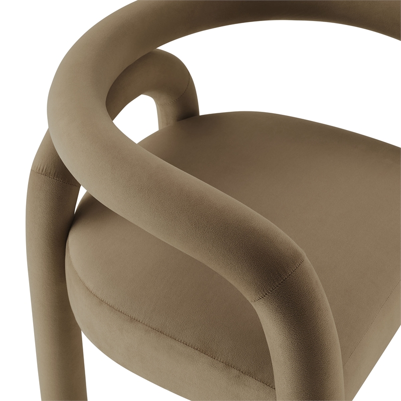 Maklaine Performance Velvet Upholstered Dining Chair in Camel