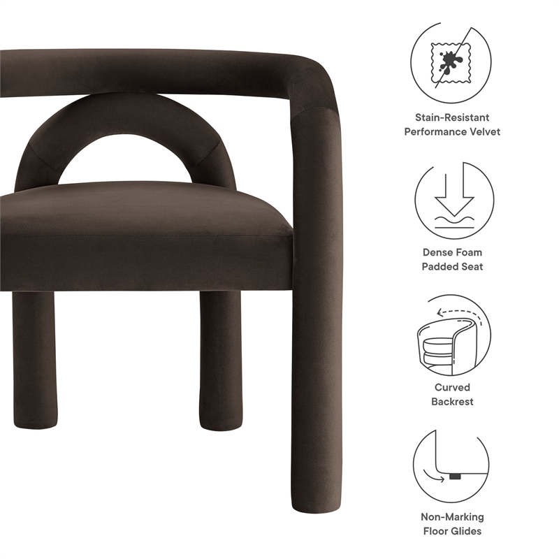 Maklaine Performance Velvet Upholstered Dining Chair in Cocoa