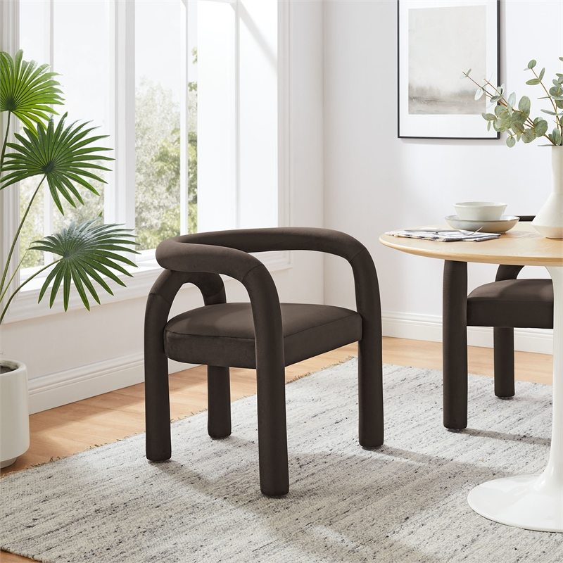 Maklaine Performance Velvet Upholstered Dining Chair in Cocoa