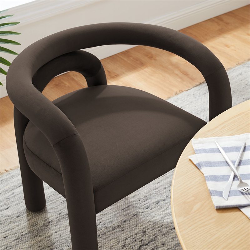 Maklaine Performance Velvet Upholstered Dining Chair in Cocoa