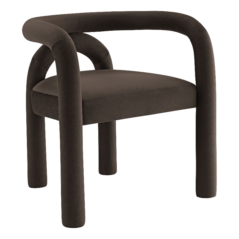 Maklaine Performance Velvet Upholstered Dining Chair in Cocoa