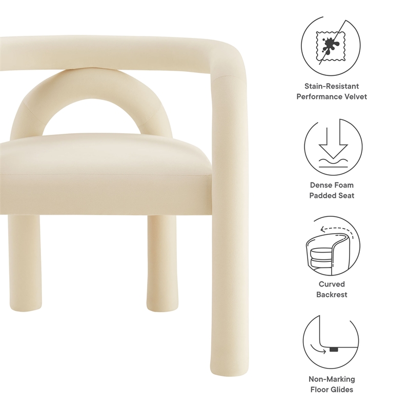 Maklaine Performance Velvet Upholstered Dining Chair in Porcelain