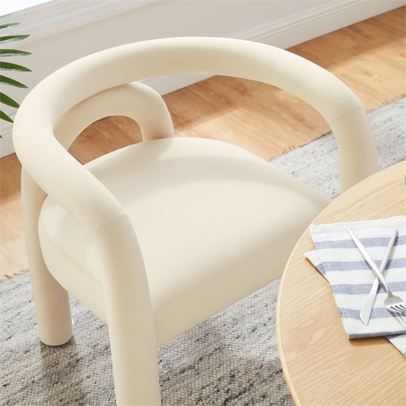 Maklaine Performance Velvet Upholstered Dining Chair in Porcelain