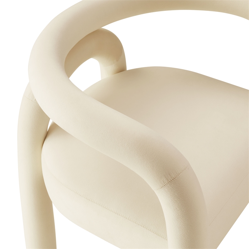 Maklaine Performance Velvet Upholstered Dining Chair in Porcelain