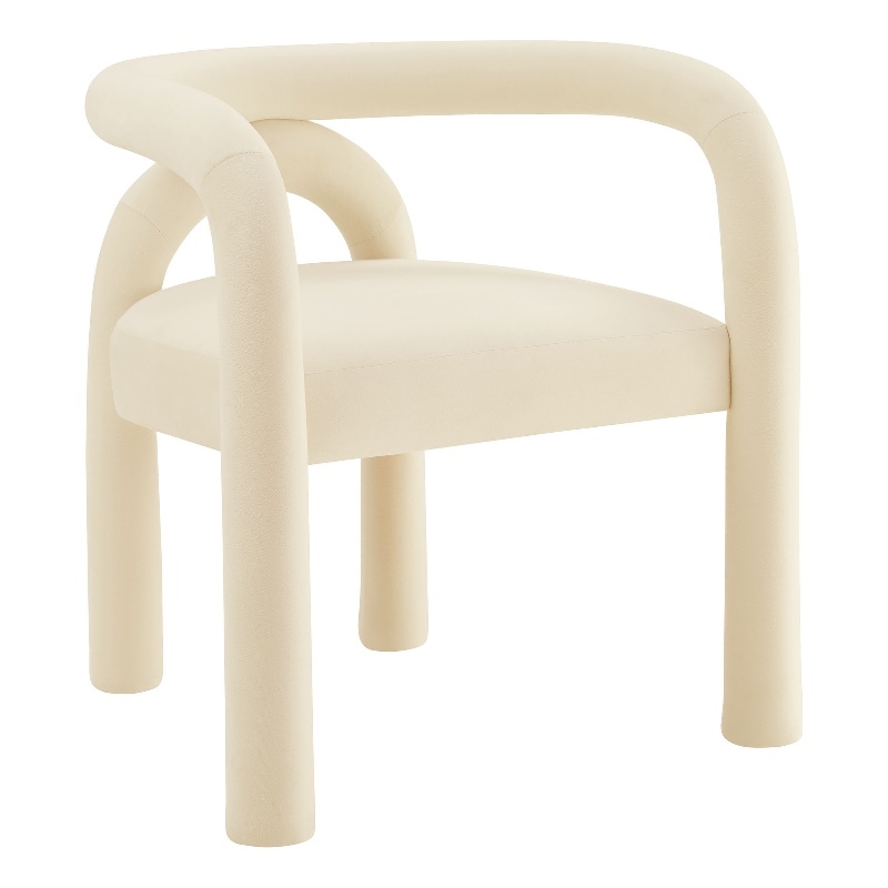 Maklaine Performance Velvet Upholstered Dining Chair in Porcelain