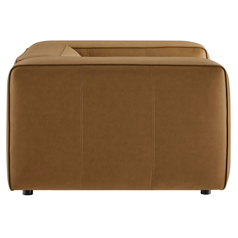 Maklaine Contemporary Vegan Leather Upholstered Armchair in Camel