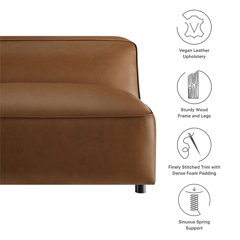 Maklaine Contemporary Vegan Leather Upholstered Armless Chair in Coffee