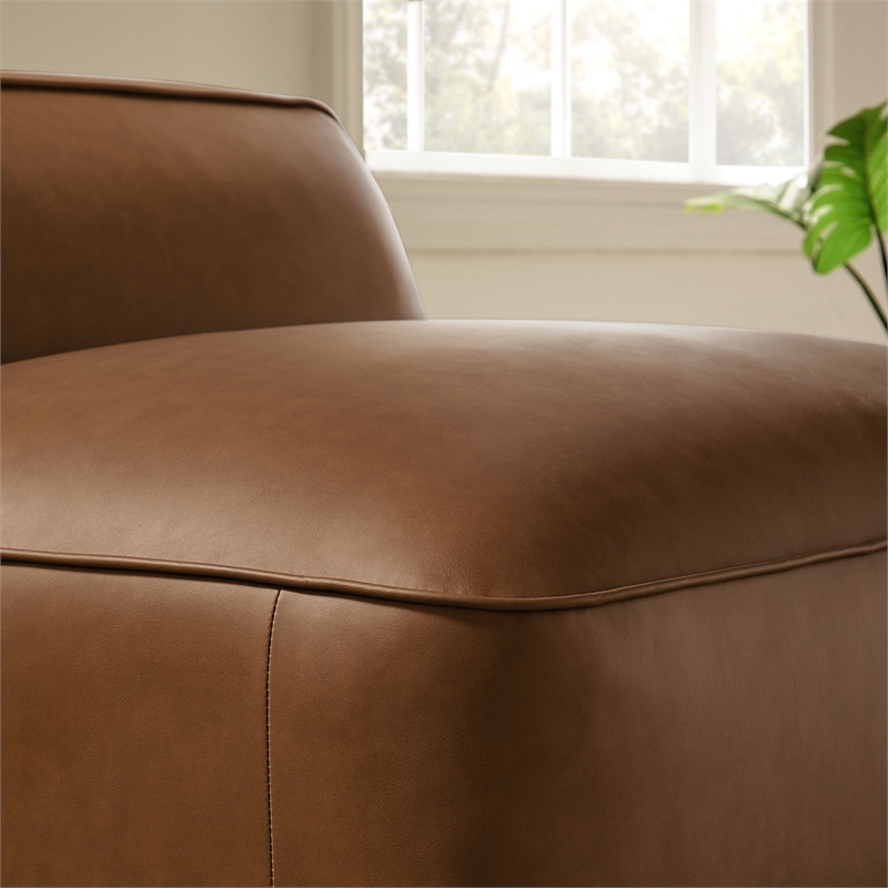 Maklaine Contemporary Vegan Leather Upholstered Armless Chair in Coffee