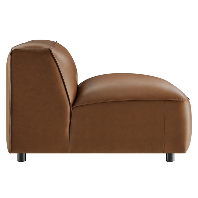 Maklaine Contemporary Vegan Leather Upholstered Armless Chair in Coffee