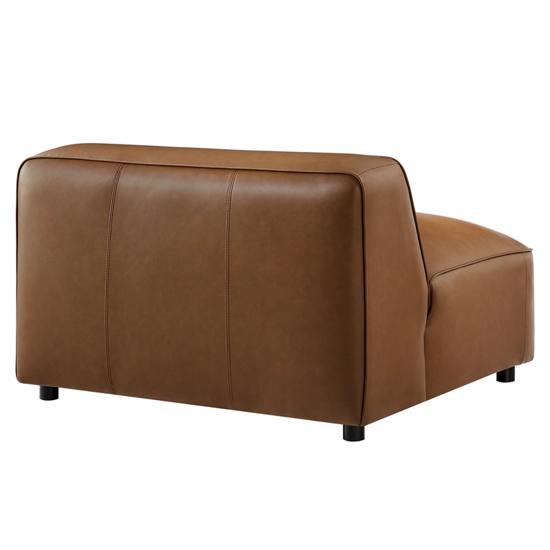 Maklaine Contemporary Vegan Leather Upholstered Armless Chair in Coffee
