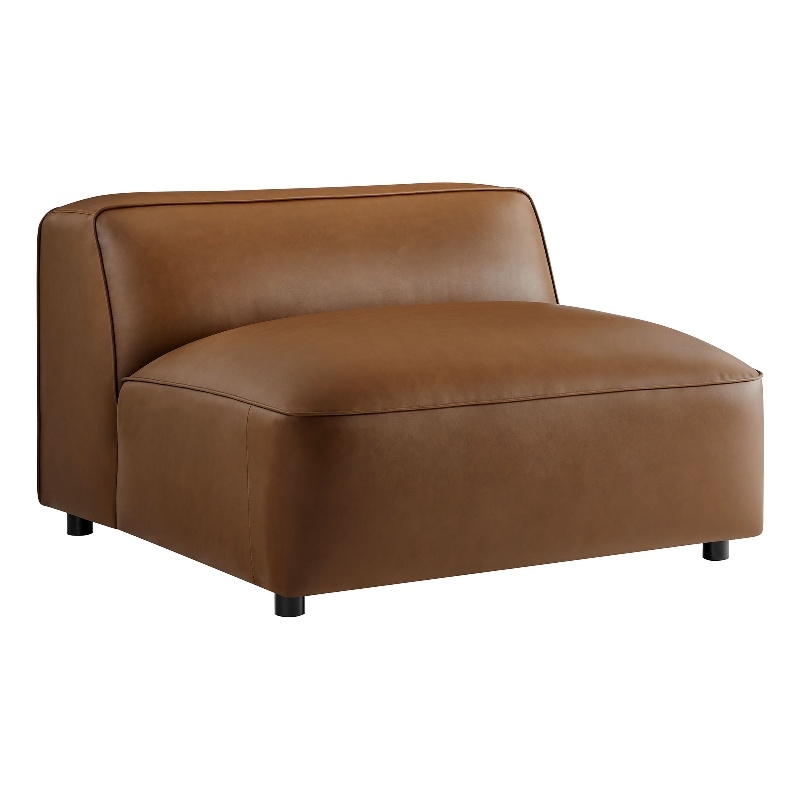 Maklaine Contemporary Vegan Leather Upholstered Armless Chair in Coffee