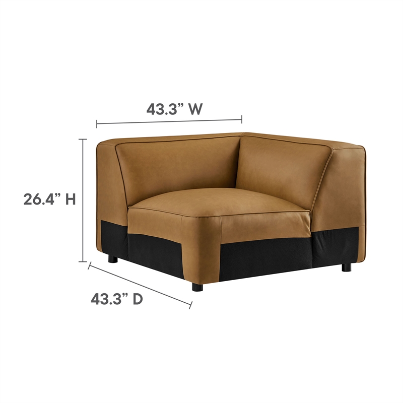 Maklaine 5-Piece Vegan Leather Upholstered L-Shaped Sofa in Camel
