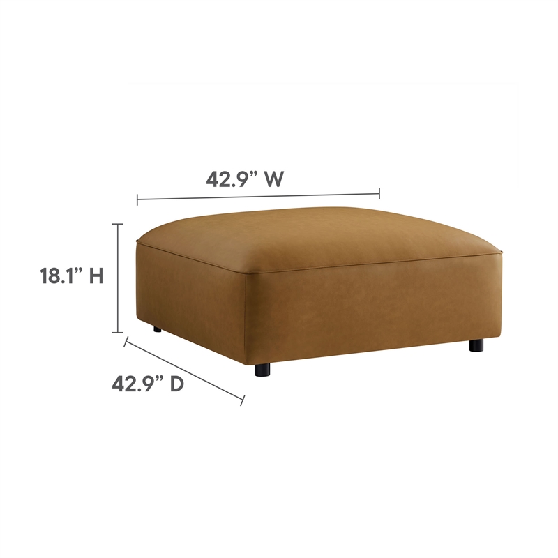 Maklaine 3-Piece Vegan Leather Upholstered Loveseat with Ottoman in Camel