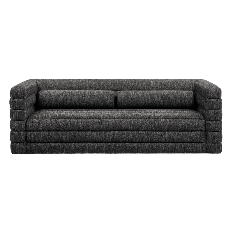 Maklaine Channel Tufted Boucle Fabric Upholstered Sofa in Charcoal