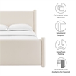 Maklaine Performance Velvet Upholstered Full Platform Bed in Alabaster