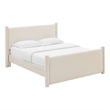 Maklaine Performance Velvet Upholstered Full Platform Bed in Alabaster